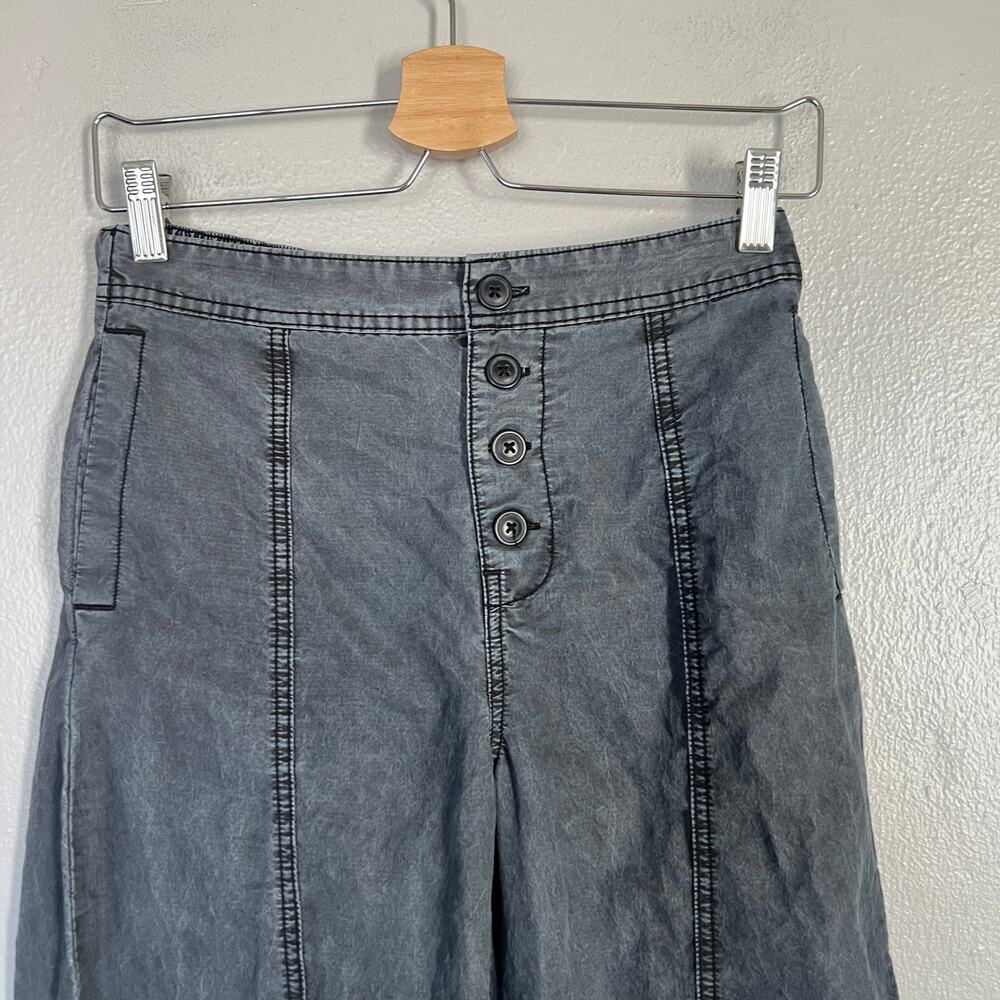 Free People Sylvie Barrel Pants Women's Size XS Gray Mid-Rise Relaxed Crinkly - Picture 3 of 11